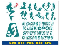 Mermaid SVG Bundle | Mermaid png, Mermaid Font otf, Mermaid Font svg, Mermaid svg Cricut, Mermaid Silhouette svg