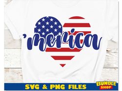 Merica Heart American Flag svg, Merica svg, Merica png, 4th of July svg, America svg, Love USA svg, American Flag svg