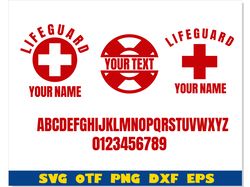 Lifeguard SVG Bundle DIY Personalized | Lifeguard Emblem & Lifeguard Font | Life Guard svg Files for Cricut, Life Guard