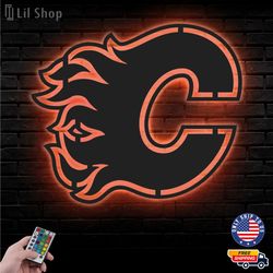 Calgary Flames Led Sign, NHL Logo Metal Led Wall Sign, NHL Metal Logo, Calgary Flames LED Metal Wall Art, Decor CNC Cut