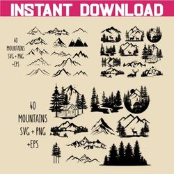 Mountains SVG, File For Cricut, For Silhouette, Cut Files, Png, Dxf, Svg Files
