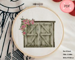 Cross Stitch Pattern, Door With Flower ,PDF Instant Download, Needlepoint,Watercolor,Boho Wedding Door Arch