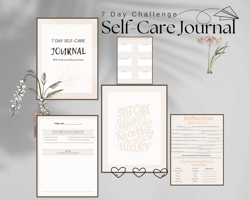 Self-Care Digital Journal, Self-Love, Mental Health, 7 Day Challenge