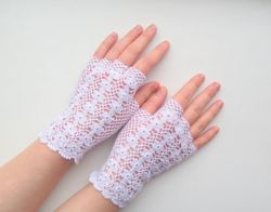 Wedding Gloves Victorian Crochet Fingerless Bridal Lace Mitts Evening Vintage Summer Gloves Women's Gift for Her