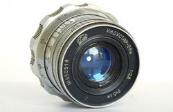 Industar-26M red P 2.8/50 silver lens for rangefinder M39 LTM mount USSR FED