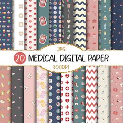Medical Digital Paper | Doctor, Nurse, Medicine, Health Clip Art, Pandemic, Mask, Sanitizer, Healthcare, Hospital