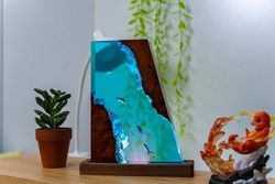 Sea turtle and couple Diver Night Lights, Ocean Night Light, Resin wood lamp, Home decor, Kids gift, Gift for mom, Lamp