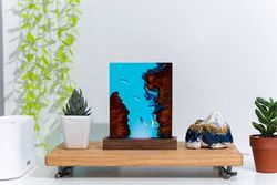 Sea turtle and couple Diver Night Lights, Ocean Night Light, Resin wood lamp, Home decor, Kids gift, Lamp Night, Lamp