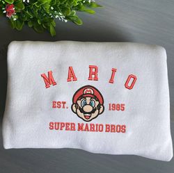 Mario Embroidered Crewneck, Super mario Embroidered Sweater, Super mario Hoodies, Unisex Shirts