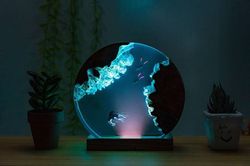 Resin night light,boyfriend gift,Couple gifts,Sea turtle lamp,diorama,gift for dad,Thanksgiving,Unique gift for him,Lamp