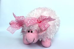 Children pillow toy lamb gift, interior pillow toy sheep for kids room, pink sheep pillow