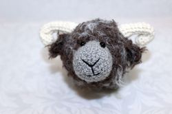 Soft toy ram baby gift, handmade toy lamb for interior decor, crochet toy amigurumi ram