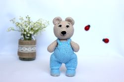 Beige bear toy for kids Handmade bear doll Cute teddy bear clothes