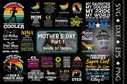 30 Designs Mothers Day Bundle Svg Part 1, Mom Svg, Mother Svg