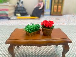 Flowers in a pot for a dollhouse. Flowers set. Dollhouse accessories. 1:12. Flowers for a doll.