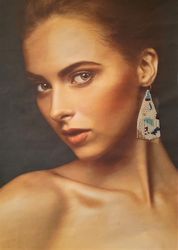 Pastel beaded Boho tassels earrings. Abstract long fringe dangling beadwork earrings.Trendy drop jewelry. Gift for woman