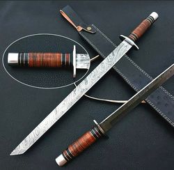 Katana Sword, Handmade Damascus Steel Blade Sword, Japanese Samurai Sword, Personalized gift, Tanto Sword, wedding gift,