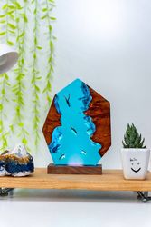 Oceanic Dreams Mother Child Humpback whales Night Light, Resin Wood Lamp, Gift for Father Mother, Birthday gift, Family
