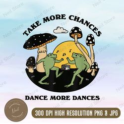 Dancing Frog Retro PNG, Toad and Frog Poster PNG, Trendy Aesthetic PNG Mushroom Decor, Cute Quote Bedroom Png, PNG High