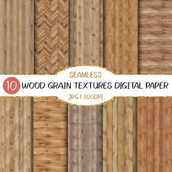 Seamless Light Brown Wood Grain Textures Digital Papers | For backgrounds, prints, scrapbooking, planks, Natural, Rustic