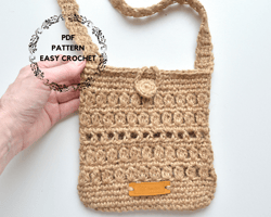Jute bag crochet pattern, mini bag pattern, Boho bag, phone bag, Crossbody purse, crochet purse, phone pouch
