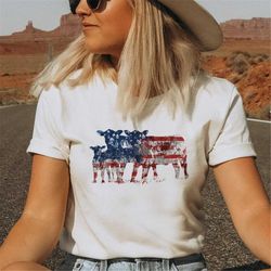 Patriotic Cow, America Cow Shirt, 4th July Shirt Women, Patriotic Shirt, Cow Shirt, Fourth of July Shirt, Western Graphi