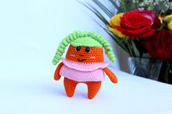 Unusual toy carrot decor crocheted amigurumi, toy for kitchen decor, original birthday present, what to give a child