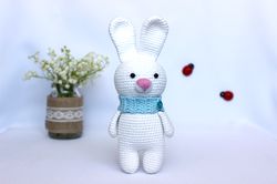 Stuffed animal bunny doll, crochet rabbit holiday gift