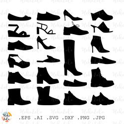 Shoes Svg, Shoes Silhouete, Shoes Cricut, Stencil Template Dxf, Clipart Png, Fashion Svg