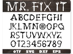 Mr Fix font otf, Mr Fix font svg, Mr Fix font ttf, Tool font svg, dad font, tools alphabet, tool letters, handyman font