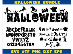 Halloween SVG Bundle | Halloween font otf, Halloween font svg Cricut, Halloween Bundle svg, Halloween characters svg