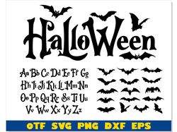 Halloween Bundle SVG | Halloween font otf, Bats SVG, Halloween font svg Cricut, Halloween Bats svg, Halloween svg