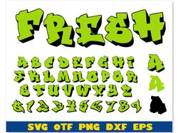 Fresh Prince Font SVG Layered, Fresh Prince Font png, Graffiti Font svg Cricut, Graffiti font png, Street Art Font svg