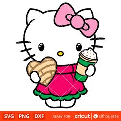 Cafecito & Chisme Hello Kitty Svg, Sanrio Svg, Hello Kitty Svg, Kawaii Svg, Cricut, Silhouette Vector Cut File