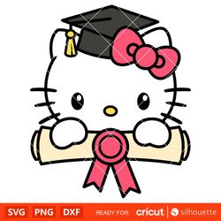 Graduate Hello Kitty Svg, Senior Svg, School Svg, Kawaii Svg, Cricut, Silhouette Vector Cut File