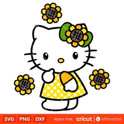 Sunflower Hello Kitty Svg, Sanrio Svg, Hello Kitty Svg, Kawaii Svg, Cricut, Silhouette Vector Cut File