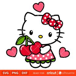 Cherry Hello Kitty Svg, Sanrio Svg, Hello Kitty Svg, Kawaii Svg, Cricut, Silhouette Vector Cut File