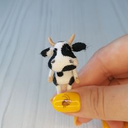 cow toy, cute bull, miniature animals, small goby, little friend for doll, dollhouse miniature, personalized gift