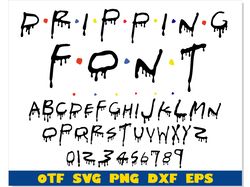 Friends font OTF Dripping, Dripping Font with dots, Dripping font svg Cricut, Dripping Halloween font