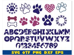 Dog Bundle svg, Dog Bundle png, Dog Font svg Cricut, Dog Paw svg, Dog Font svg, Dog Bone svg, Dog letters svg, Dog Font