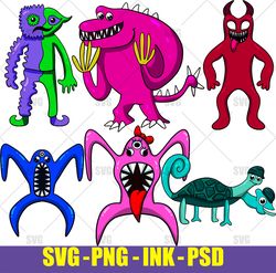 The Jester SVG, Sharp Claw SVG,  Evil Banban SVG,  Nabnaleena SVG, NabNab SVG,Tamataki & Chamataki Banban SVG, Garten Of