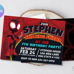 Spider Black Editable Invitation Printable Invitation Personalized Instant Download