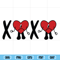 Xoxo Bad Bunny Heart Svg, Bad Bunny Valentines Svg, Benito Svg, Valentines Design, Bonito y Sencillo Svg