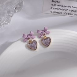 Stylish Sweet Butterfly Earrings with Heart shaped Pendant Design - 925 Silver Needles - Women's Fashion Accessories