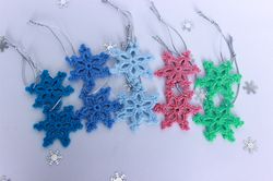 Set 10 crochet Christmas snowflakes, Christmas ornaments, lace snowflakes