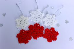 set 6 christmas crochet snowflakes, christmas ornaments, lace snowflakes