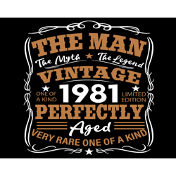 The Man The Myth The Legend Vintage 1981 Svg, Birthday Svg, 40th Birthday Svg, Born In 1981 Svg, 1981 Birthday Svg, 40 Y