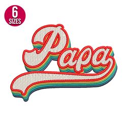 Papa retro embroidery design, vintage, Machine embroidery pattern, Instant Download