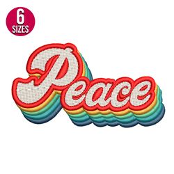 Peace retro embroidery design, vintage, Machine embroidery pattern, Instant Download