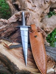 hand made spike railroad damascus steel dagger knife, daggers, hunting viking double edge dagger knife, gift for men